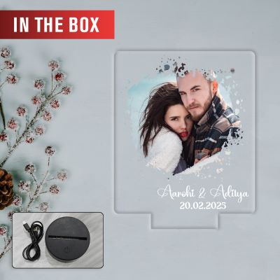 Personalized Couple LED Photo Lamp with Custom Name and Date | Gift for Husband Wife, Girlfriend Boyfriend Gift for Anniversary & Birthday Warm White Light & USB Powered